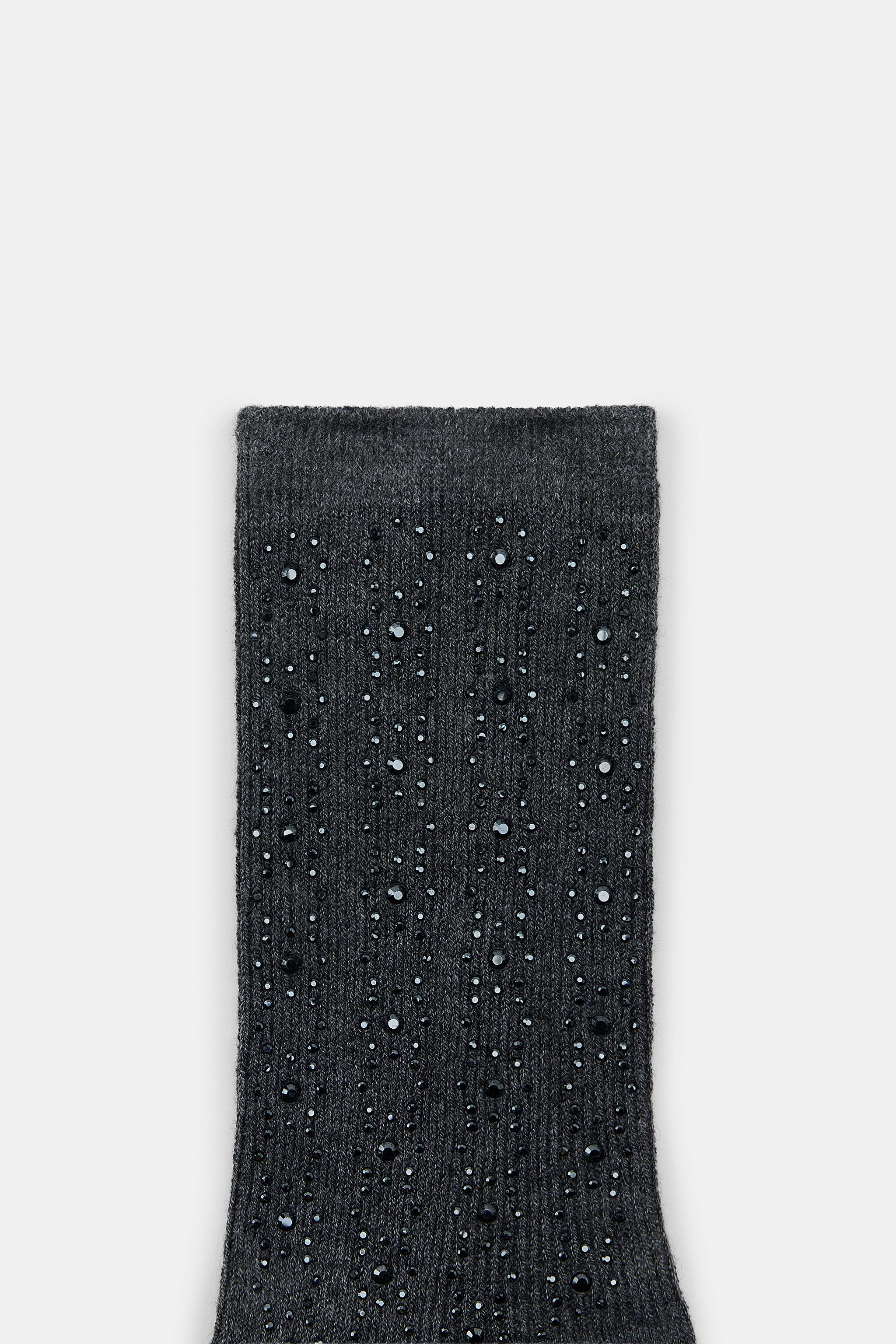 CHAUSSETTES CÔTELÉES STRASS